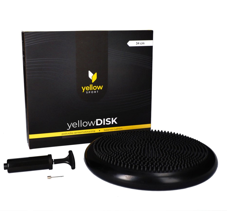 Sensomotorisches Kissen gelbDISK mit Pumpe schwarz